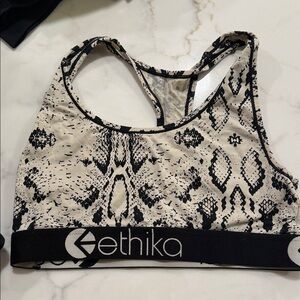 Ethika Snake Pattern Sports Bra - Black and Cream